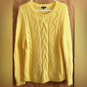 Talbots Vibrant Yellow Cable Knit Sweater